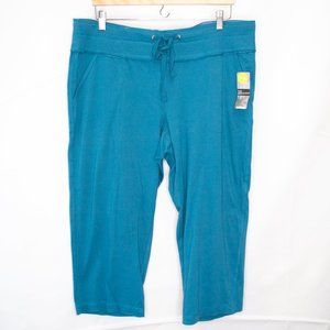 NEW Avenue Weekender Cropped Knit Pants Women 14 16 Blue Drawstring Casual TT14X